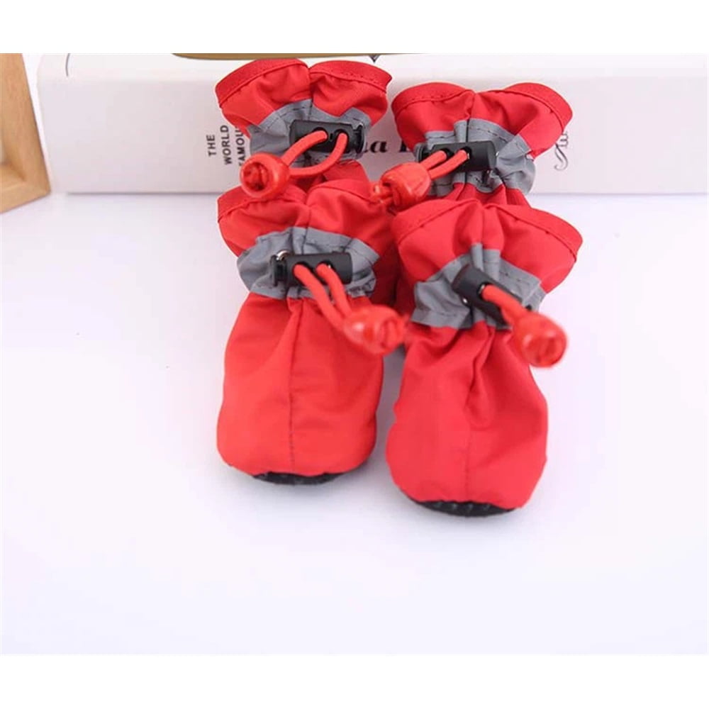 Xusx111 - Protectores De Patas De Botas Para Perros, Zapatos De Botas De Invierno Para Perros Pequeños, Con Suela Antideslizante Y Peluche Para Caminar Al Aire Libre Con Nieve Cálida, Paquete De 8 (ro