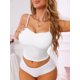 thumbnail image 4 of INSPIRE CHIC Crop Top de Mujer con Sujetador Incorporado Ajuste Ceñido Tirantes Finos Básico para Salir Talla X-Large Blanco, 4 of 5