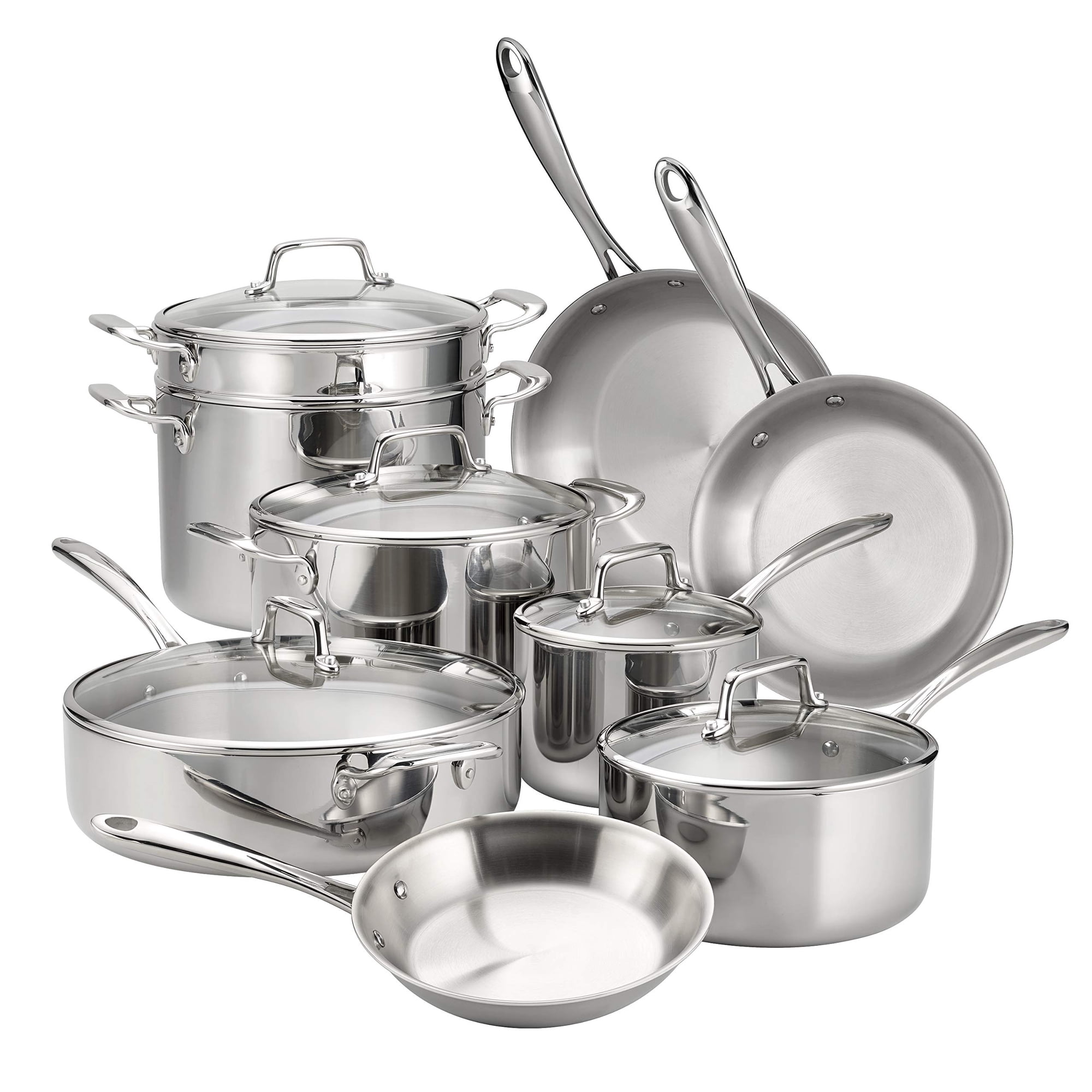 Batería De Cocina Tramontina De 14 Piezas De Acero Inoxidable Tricapa
