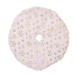 Magideal - Mini Falda De Árbol De Navidad De Felpa, Decoración Navideña, Delantal De Árbol Ornamento De 15 ""Para Sala De Estar Interior, Puerta De Granja, Hotel Copos De Nieve Dorados