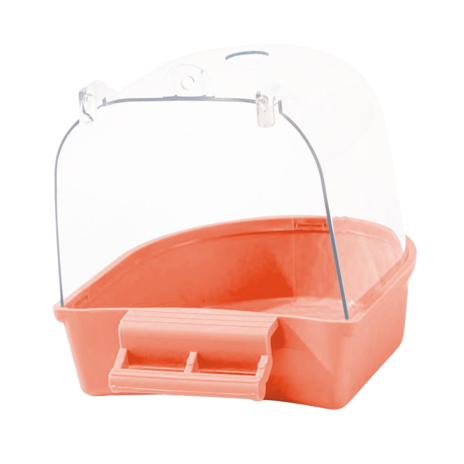 Caja De Baño Para Pájaros Y Mascotas, Tortolitos, Pájaros Pequeños, Periquitos, Loro Enjaulado, Bañera De Baño, Naranja Y Rosa