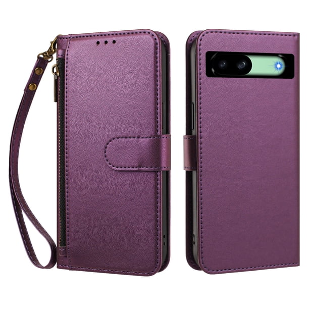 Funda Tipo Billetera para Google Pixel 8A con Soporte y Bolsillo con Cierre Violeta intenso