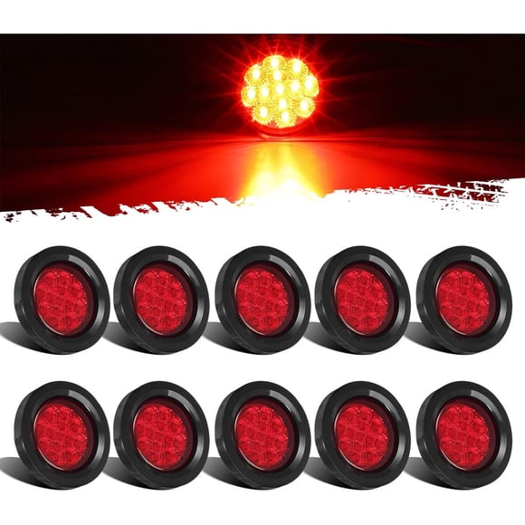 Luz Marcadora LED Partsam 2.5 in (6,35 cm), 13 LED Rojas, Pack de 10