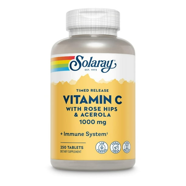 Suplemento SOLARAY de vitamina C con escaramujo y acerola 1000 mg