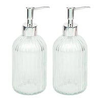 Magideal - Dispensador De Jabón Con Bomba De Vidrio De 2 Piezas, Dispensador De Botella De Jabón, Dispensador De Loción Resistente A Prueba De Fugas Para El Baño Claro