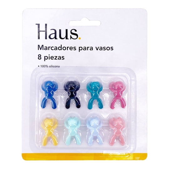 Set De Marcador Vaso Y Copas 8 Piezas Silicona Multicolor 1 Un Haus