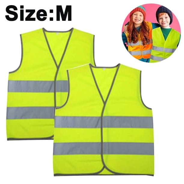 Paquete de 2 chalecos de seguridad reflectantes de alta visibilidad para niños, de malla.