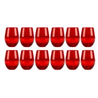 Set 12 Vasos Vidrio Bajos Full Color Rojo 480Ml Allegra