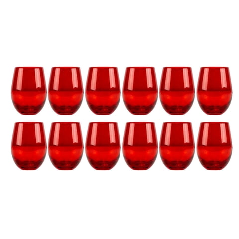 Set 12 Vasos Vidrio Bajos Full Color Rojo 480Ml Allegra