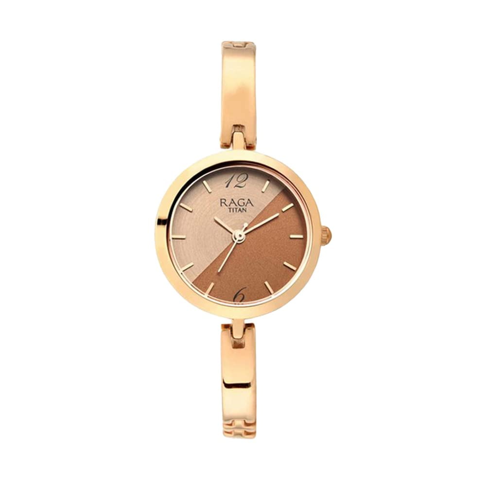Reloj Analógico Titan Raga Viva Para Mujer En Oro Rosa Con Acero