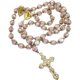 thumbnail image 2 of Nazareth Store Rosario católico con cuentas de cristal rosa y flores doradas, 2 of 3