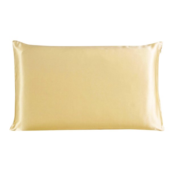 PiccoCasa Funda de Almohada de Seda de 19 Momme para Almohada de Tamaño Estándar, Champán, 20"x26"