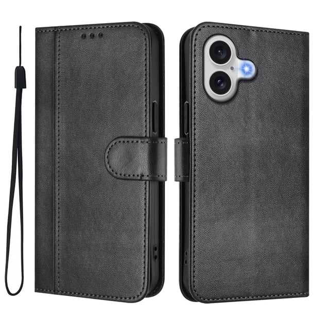Funda Cartera para iphone 17 Protección 360° con Ranuras para Tarjetas y Soporte Negro
