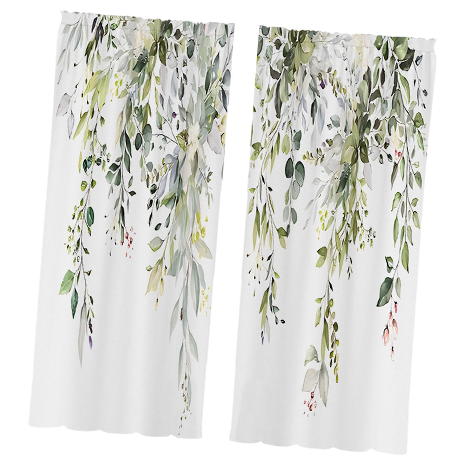 Bothyi - 2 Cortinas De Hojas Verdes Para Ventana, Decoración Para Sala De Estar, Dormitorio, Cocina, 60 X 150 Cm