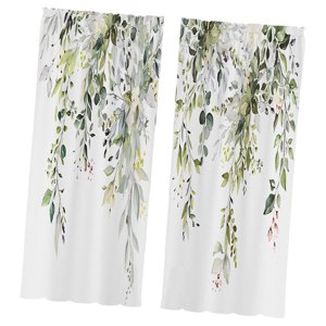 Bothyi - 2 Cortinas De Hojas Verdes Para Ventana, Decoración Para Sala De Estar, Dormitorio, Cocina, 60 X 150 Cm