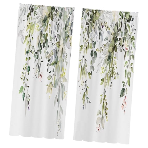 Bothyi - 2 Cortinas De Hojas Verdes Para Ventana, Decoración Para Sala De Estar, Dormitorio, Cocina, 60 X 150 Cm