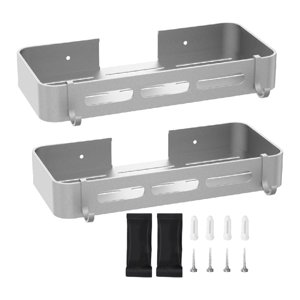 Bothyi - Estante De Ducha Con Ganchos, Estante De Baño Multiusos Para El Hogar, Baño, Baño, Plateado