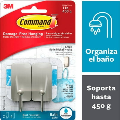 Gancho Para Baño Pequeño Niquel Satinado 2 Unidades  Command