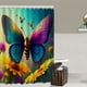 thumbnail image 3 of 1pc Sunflower Butterfly Shower Curtain with 12 Hooks and Non-Slip Absorbent Rug - Complete Bathroom Decor Set with Toilet Lid Cover Pad and U-Shape Mat, 3 of 4