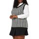 thumbnail image 4 of Agnes Orinda Conjuntos de Halloween para Mujeres Tallas Grandes Chalecos de Punto con Cuello en V de Pata de Gallo 4X Negro Blanco, 4 of 8