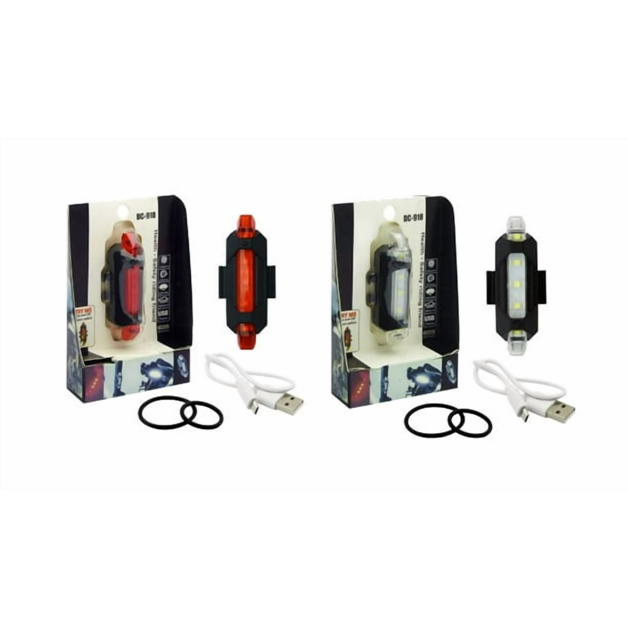 Vipnetwork - Set 2 Luces Blanca - Roja 5 Led Recargable Usb Bicicleta