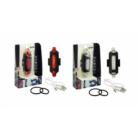 Vipnetwork - Set 2 Luces Blanca - Roja 5 Led Recargable Usb Bicicleta