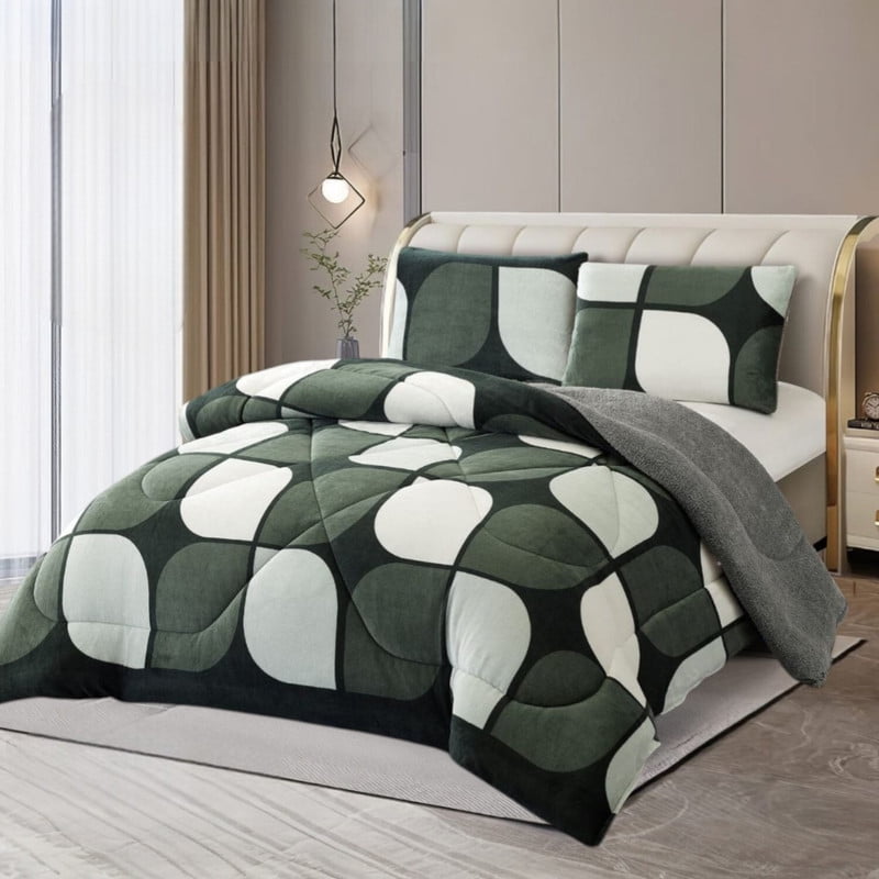 Genérico - Plumon De Invierno Plush Liso Con Chiporro De 2 Plazas + 2 Fundas Para Almohada Cipi2p-28