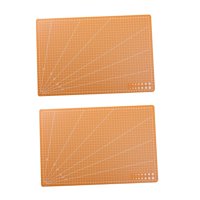 Magideal - 2 Alfombrillas De Corte, Almohadilla De Costura, Tamaño A3, Alfombrilla Para Grabado Artístico, Tablas De Cortar Con Cuadrícula Para Cuero, Confección Naranja
