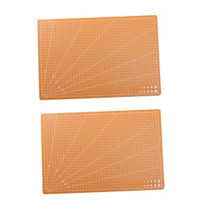 Magideal - 2 Alfombrillas De Corte, Almohadilla De Costura, Tamaño A3, Alfombrilla Para Grabado Artístico, Tablas De Cortar Con Cuadrícula Para Cuero, Confección Naranja
