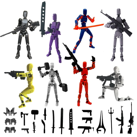 HYQDYLQ T13 Set de figuras de acción impresas en 3D, articuladas, 8 piezas