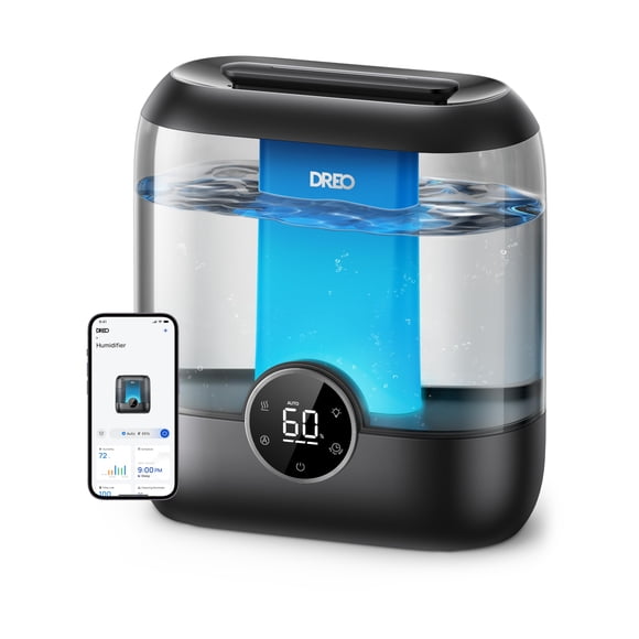Humidificador Dreo Smart de 6 litros con relleno superior de gran tamaño, color negro