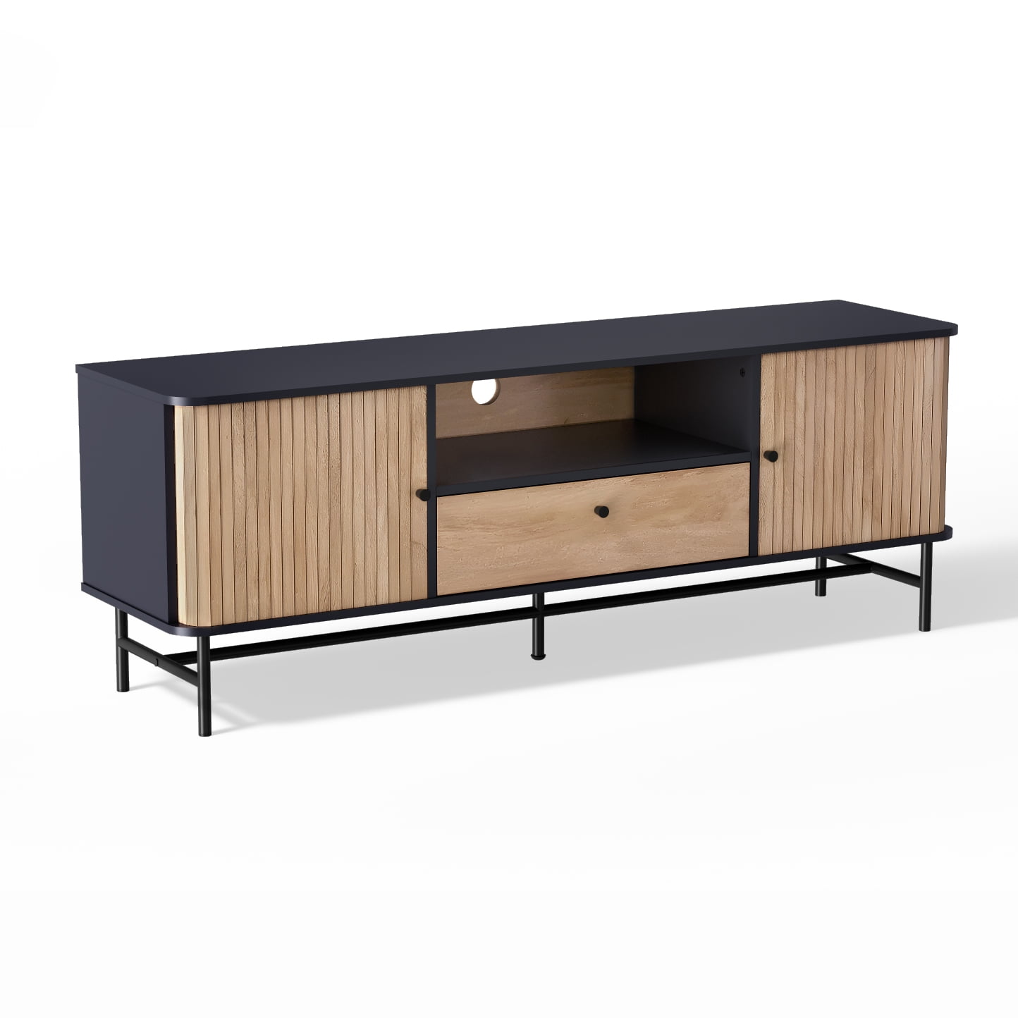 Relan - Rack De Tv Top Living Charcoal Con Puertas Corredizas