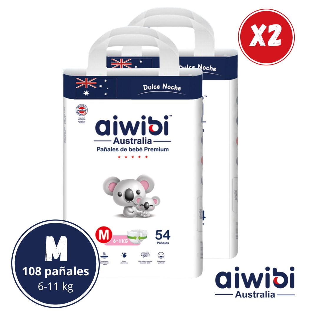Aiwibi - 2 Paquetes De Pañal Bebé Dulce Sueño Talla M