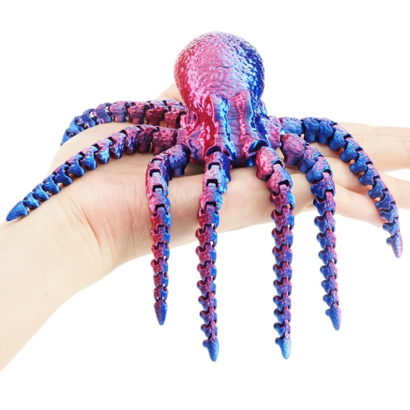 Figura De Pulpo Articulada Impresa En 3d Azul Y Morada