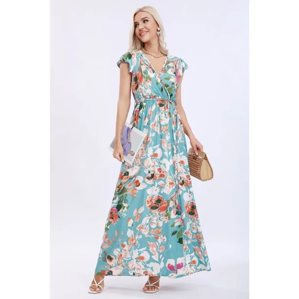 Vestido Largo Primavera Mujer Maxi Vestido Tendencia Flores 266