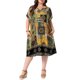thumbnail image 2 of Vestido Bohemio de Colegio para Mujer de Talla Grande Agnes Orinda con Cuello en V, Manga Corta, Estampado Floral, Vacaciones en la Playa, Verano, Casual, Midi con Bolsillo 4X Negro, 2 of 6