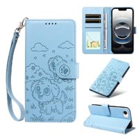 Funda Billetera Foxdock Compatible Con Iphone 16E, Diseño Perrito Tierno, Ranuras Para Tarjetas Y Soporte Plegable