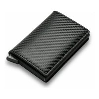 Genérica - Billetera Porta Tarjetas Con Proteccion Anti Robo Rfid Pu Patrón De Fibra De Carbono Negro