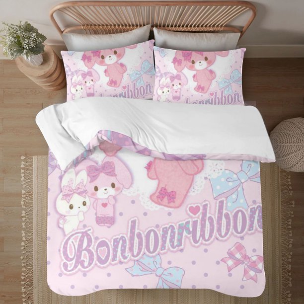 Bonbonribbon 3-Piece Bedding Set For Kids Boys Girls Adult Cartoon Warm Cute Fashion Holiday Present Gift Bed Sheets