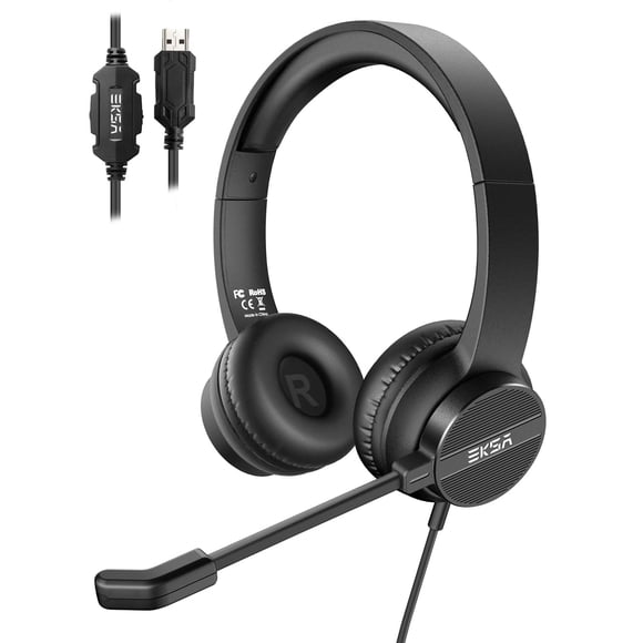 Auriculares EKSA con micrófono para PC portátil con cable USB