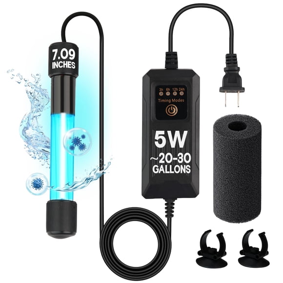 Luz UV Aquatic Eden 5W, 4 modos de temporizador, 20‑30 gal (75‑113 L)