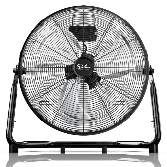 Simple Deluxe Ventiladores de piso industriales de metal de 18" de 3 velocidades, paquete de 2