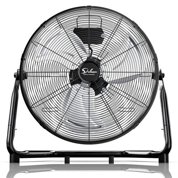 Simple Deluxe Ventiladores de piso industriales de metal de 18" de 3 velocidades, paquete de 2