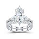 thumbnail image 1 of Juego de Anillos de Compromiso de Moissanita de 3 Quilates Color D VVS1 Apilables para Mujer, Juego de Anillos Nupciales de Plata Esterlina 925, Juego de Anillos de Boda Marquesa Talla 5-9, 1 of 6