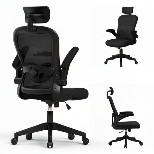 Genérico - Silla Ergonómica Soporte Lumbar Biónico Reposacabezas Okaeri Ajustable Silla De Escritorio Oficina E Negro