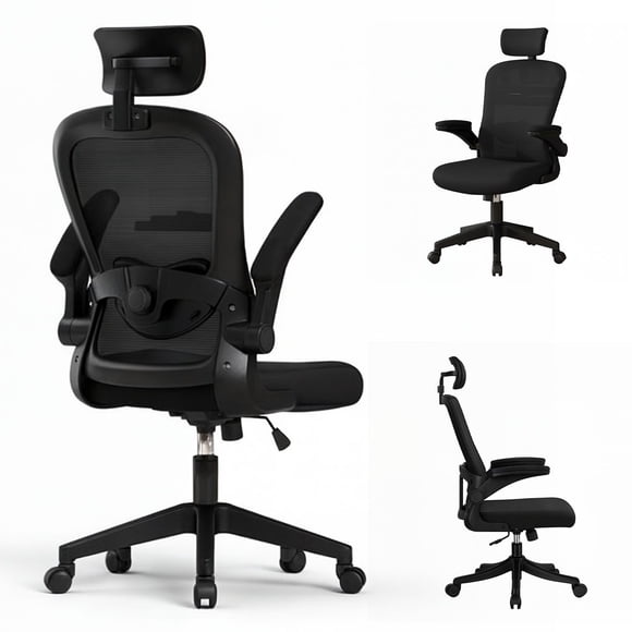 Silla Ergonómica Soporte Lumbar Biónico Reposacabezas OKAERI Ajustable Silla De Escritorio Oficina E negro