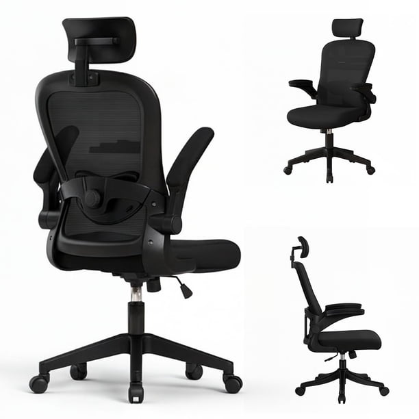 Silla Ergonómica Soporte Lumbar Biónico Reposacabezas OKAERI Ajustable Silla De Escritorio Oficina E negro