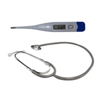 Maxcare - Pack Estetoscopio Básico Gris + Termómetro Digital Rígido