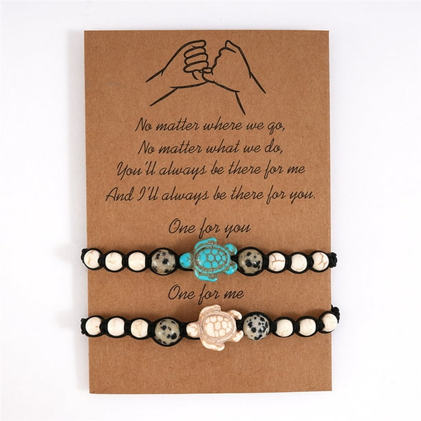Vintage Turquoise Turtle Beaded Hand Braided Couple Bracelet - A Timeless Accessory for Women