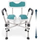 thumbnail image 1 of Silla de Ducha con Asiento en Forma de U (Capacidad 204 kg) Resistente - Reposabrazos y Respaldo Acolchados, Silla de Ducha para Personas Mayores y Discapacitadas, Altura Ajustable - Verde Azulado, 1 of 8